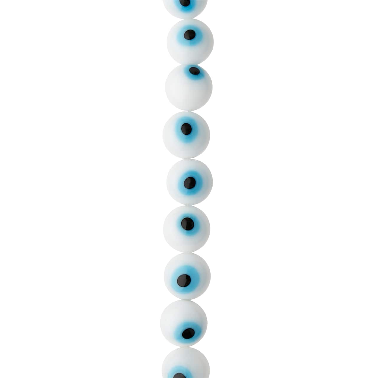 12 Pack: White Evil Eye Glass Round Beads by Bead Landing™